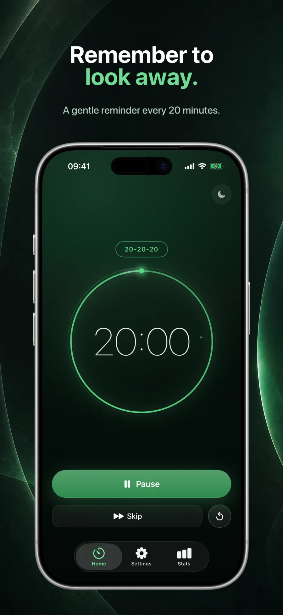 Blink 20-20-20 timer running on iPhone